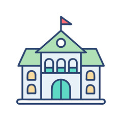 Preschool or Kindergarten Building Icon Representing Early Childhood Education