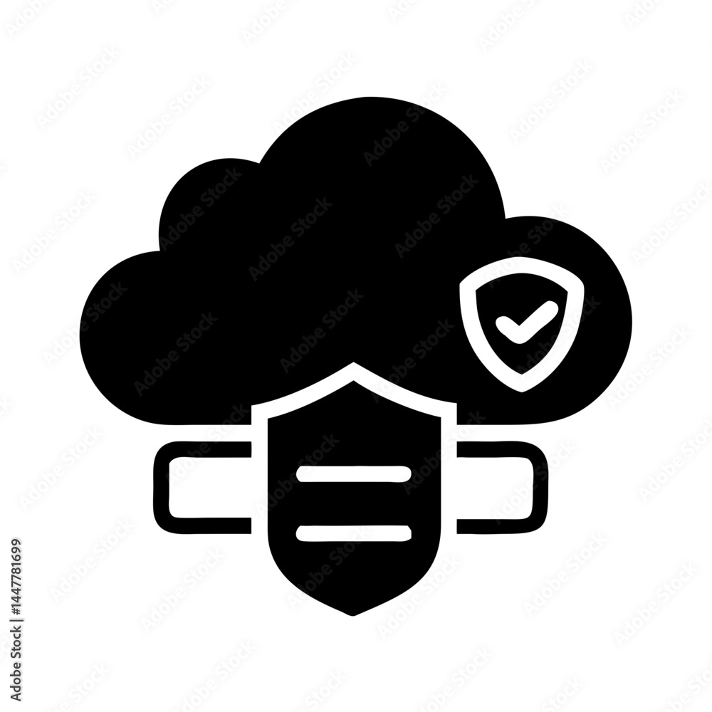 Leinwandbilder Secure Cloud Storage with Shield Symbol Icon Representing Data Protection and Privacy