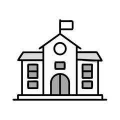 School Building Icon Representing Educational Institution and Learning Environment