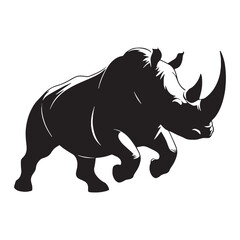 Refined charging rhinoceros silhouette vector created for modern brand visuals – charging rhinoceros silhouette – rhinoceros vector – rhinoceros illustration – silhouette of rhinoceros

