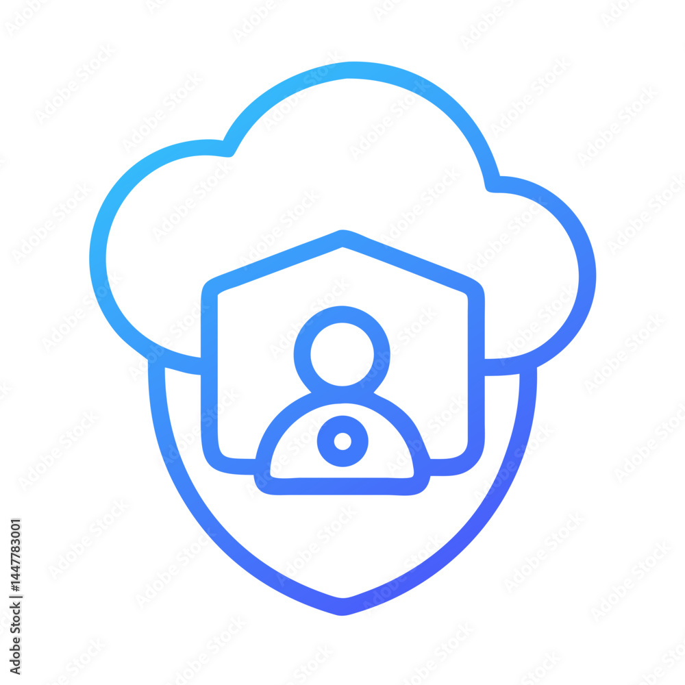 Poster User Profile with Secure Cloud Shield Icon Representing Cloud Security and Data Protection