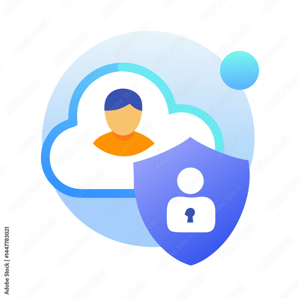 Aufkleber User Profile with Secure Cloud Shield Icon Representing Cloud Security and Data Protection