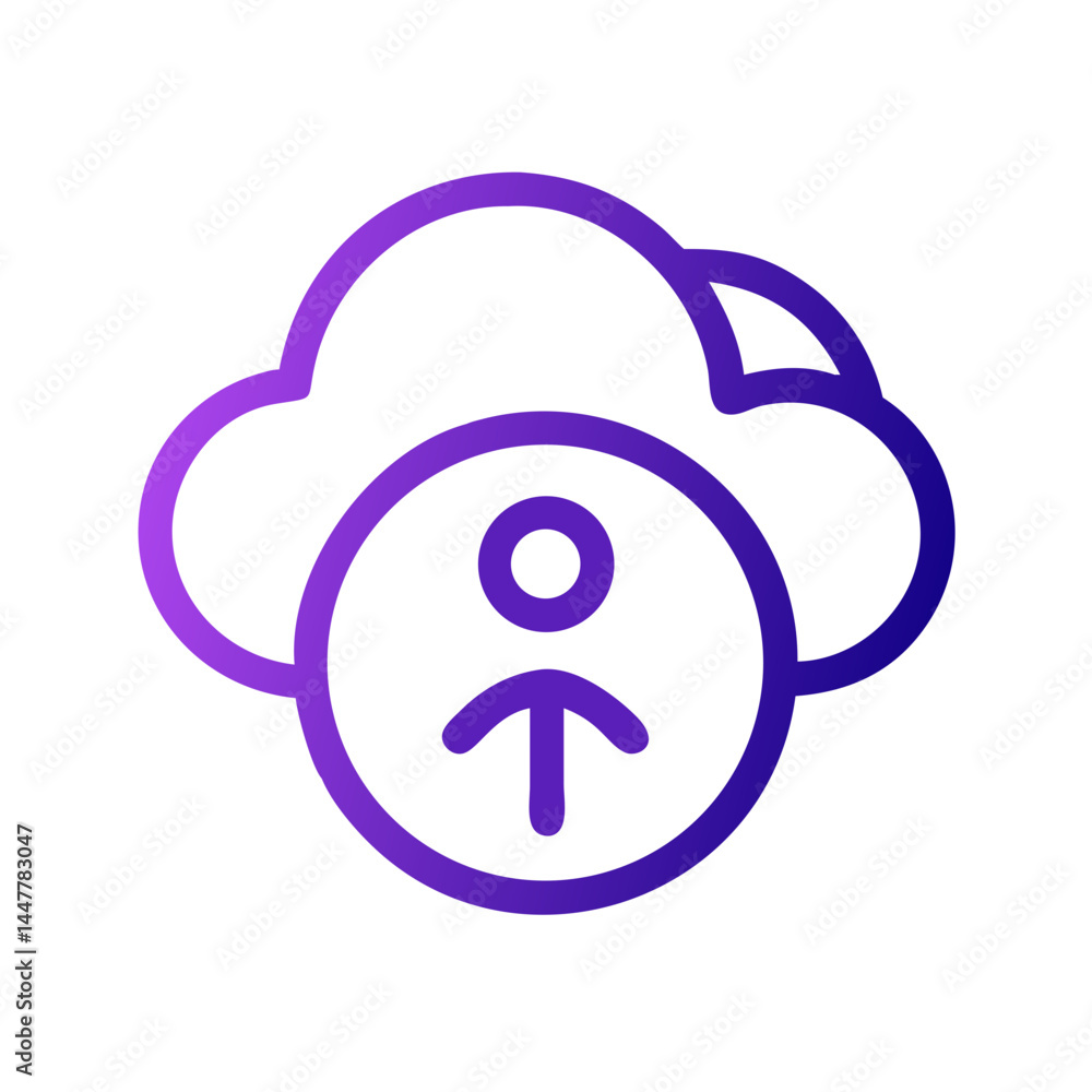 Poster User with Cloud Upload Symbol Icon Representing Cloud Storage and Data Transfer