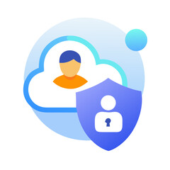 User Profile with Secure Cloud Shield Icon Representing Cloud Security and Data Protection