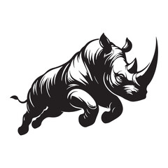 Refined charging rhinoceros silhouette vector crafted for impactful digital design – charging rhinoceros silhouette – rhinoceros vector – rhinoceros illustration – silhouette of rhinoceros

