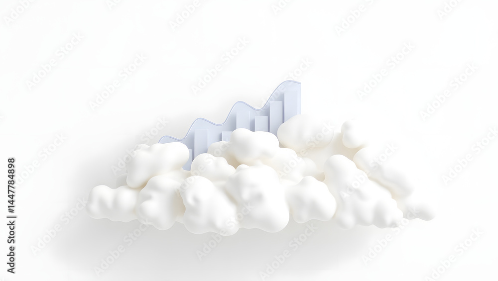 Poster cloud computing growth upward trend in data storage and processing