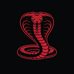 Fototapeta premium vector illustration colorful creepy cobra with black background vintage illustration 
