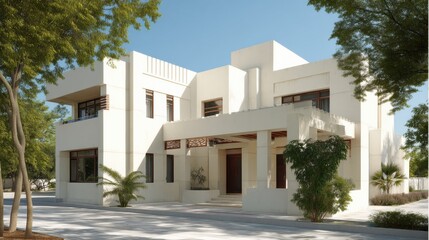 Modern Two-Story House with Flat Roof and Minimalist Design