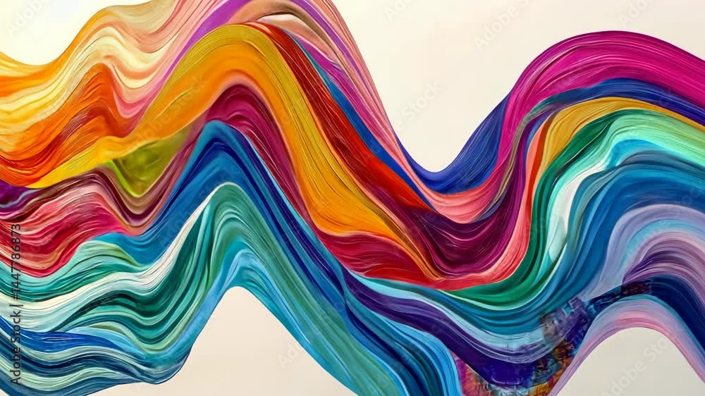 Aufkleber vivid wave of colorful paint strokes forming dynamic abstract pattern