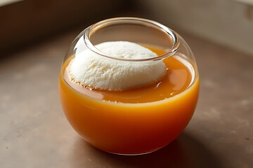 Creating delicious orange flan dessert kitchen food photography home close-up culinary art