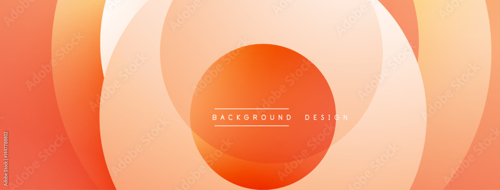 Poster Abstract orange layers create dynamic background. Soft gradients, circular shapes, modern design elements present. Minimal text included.