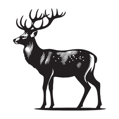 High-contrast deer silhouette vector crafted for powerful design visuals – deer silhouette – deer vector – deer illustration – silhouette of deer

