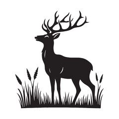 Clean deer silhouette vector created for sharp branding assets – deer silhouette – deer vector – deer illustration – silhouette of deer

