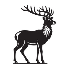 Refined deer silhouette vector crafted for sleek and modern visual branding – deer silhouette – deer vector – deer illustration – silhouette of deer

