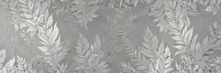 Obraz premium Elegant silver leaf wallpaper, seamless pattern, stylish, seamless, vintage