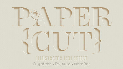 Editable paper cut text effect for illustrator creative design minimalist style visual appeal
