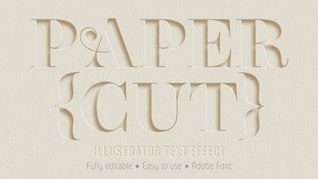 Editable paper cut text effect for illustrator creative design minimalist style visual appeal