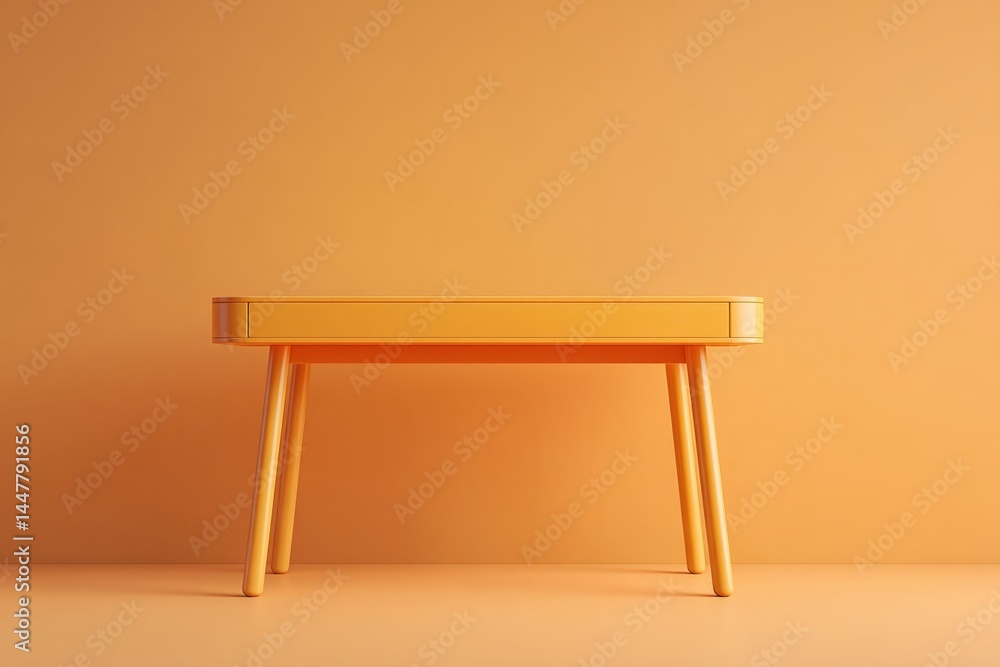 Poster minimalist empty desk with vibrant color background under studio light highlighting clean lines