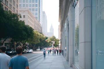 Fototapeta premium busy urban street scene with minimalistic design and plenty of copy space