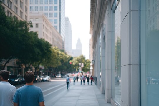 busy urban street scene with minimalistic design and plenty of copy space