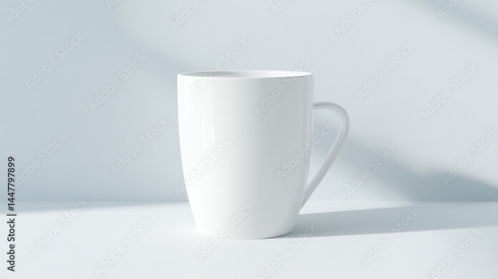 Poster clean minimalistic mockup featuring single cup or mug isolated on white background with ample copy s