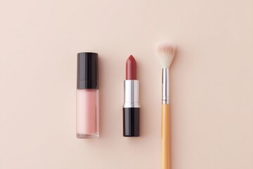 clean minimalistic image showcasing daily makeup essentials arranged neatly on light-colored surface