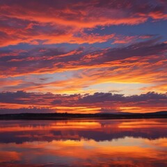 Fototapeta premium sunset over the lake, sunset over the river, sunset over the sea