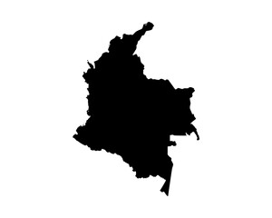 High detailed black illustration map - Colombia