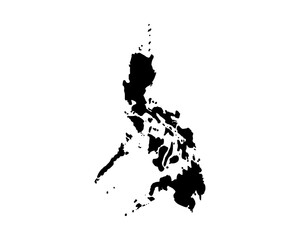Philippines Black Silhouette Map Illustration
