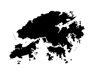 Hong Kong Black Silhouette Map Illustration