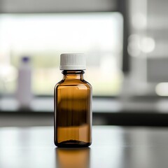 Semaglutide bottle positioned on a laboratory table with a minimalist aesthetic and natural light highlighting its texture