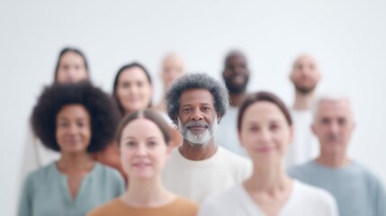 Obraz premium minimalistic portrait capturing diverse group of people different races and ages celebrating world milk day with blurred