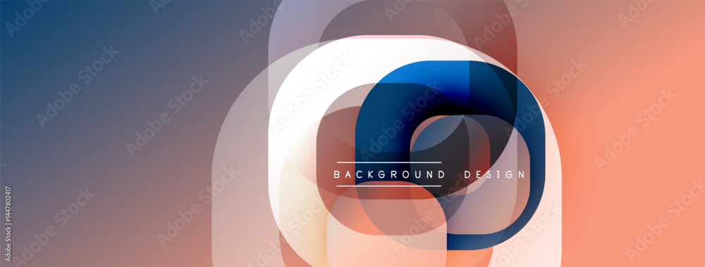 Leinwandbilder Abstract design features layered shapes, gradient colors. Soft pinks blend with blues, creating modern visual effect. Text reads background design.