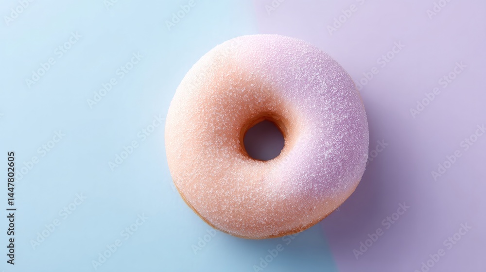 Aufkleber minimalistic composition featuring single donut set against pastel background with ample copy space
