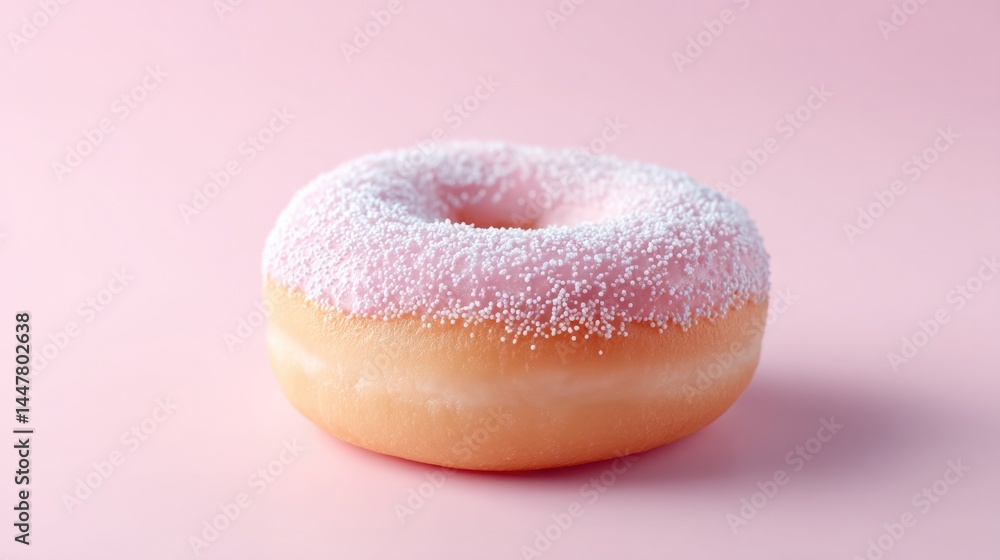 Aufkleber minimalistic composition featuring single donut set against pastel background with ample copy space