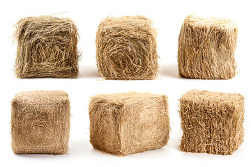 Six square hay bales rustic golden harvest