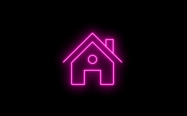 Neon Pink color Home icon. bright House sign. Neon Outline Building icon. Web home flat icon for apps and websites. Home, House, Building symbol.

