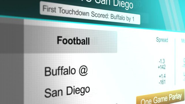 Sports Betting Interface Generic Football Game - Buffalo VS San Diego