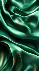 Obraz premium Elegant green silk fabric draping beautifully in soft folds and curves under gentle light