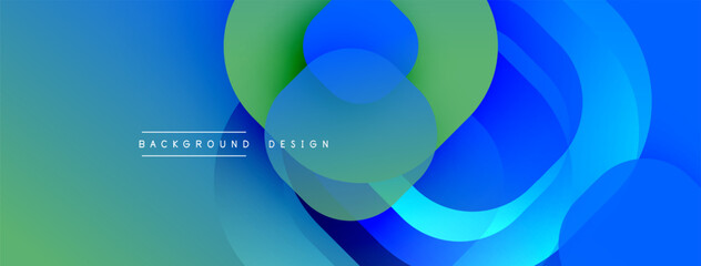 Abstract fluid shapes, vibrant blues, greens create dynamic background. Modern design elements suggest movement, energy. Smooth gradients enhance visual appeal.