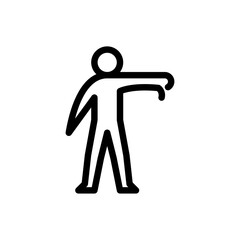 dislike gesture outline icon. stick figure thumb down gesture line art illustration.
