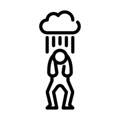 disturbed gesture outline icon. stick figure sad line art illustration.