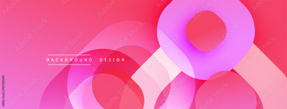 Aufkleber Abstract pink design features overlapping curved shapes. Gradient colors create dynamic visual effect. Modern background illustration.