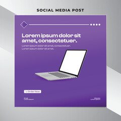 Modern Purple Laptop Social Media Post Template