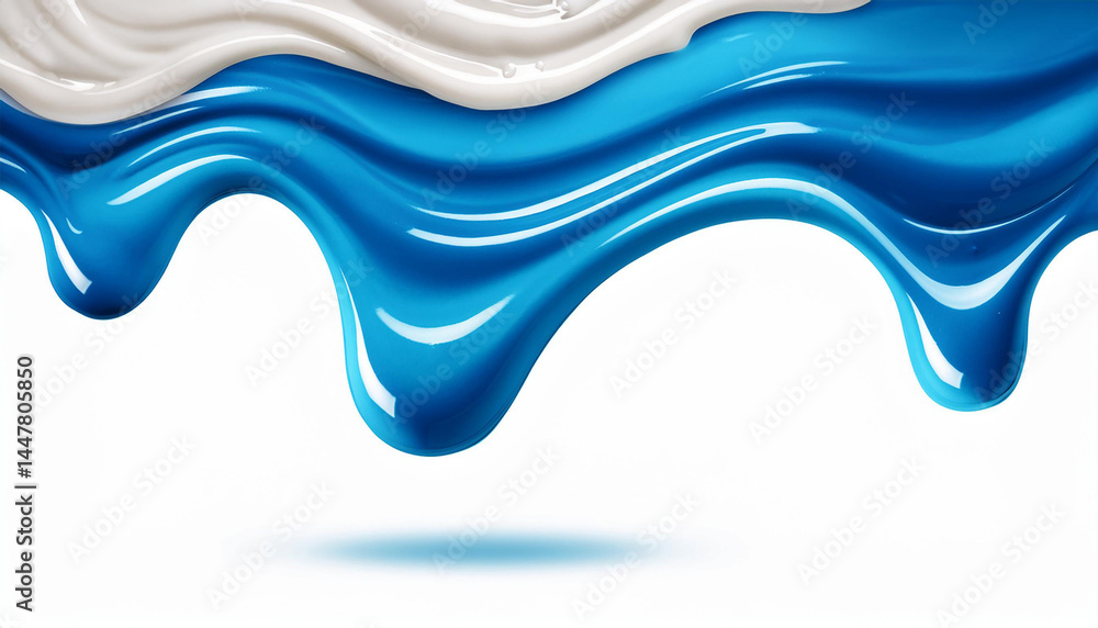 Aufkleber blue white fluid liquid texture drops. abstract flow colorful background. paint dripping concept. sh