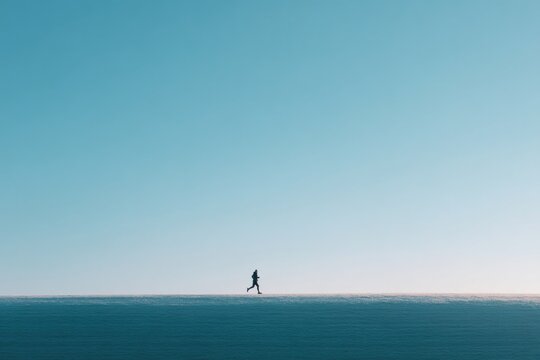 runner is captured mid-stride with motion blur symbolizing freedom and vitality