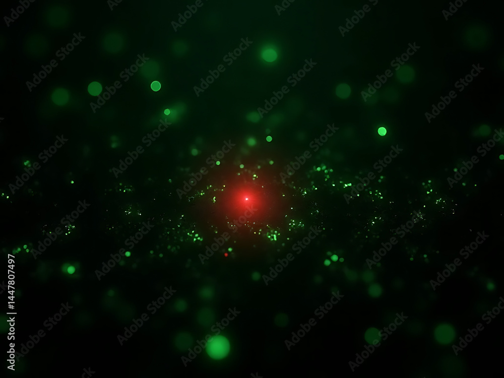 Aufkleber captivating green light particles digital space abstract visualization cosmic environment wide view