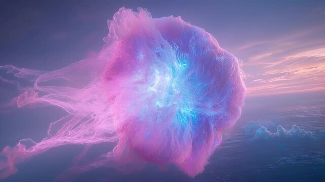 Abstract ethereal floating object in pastel colors