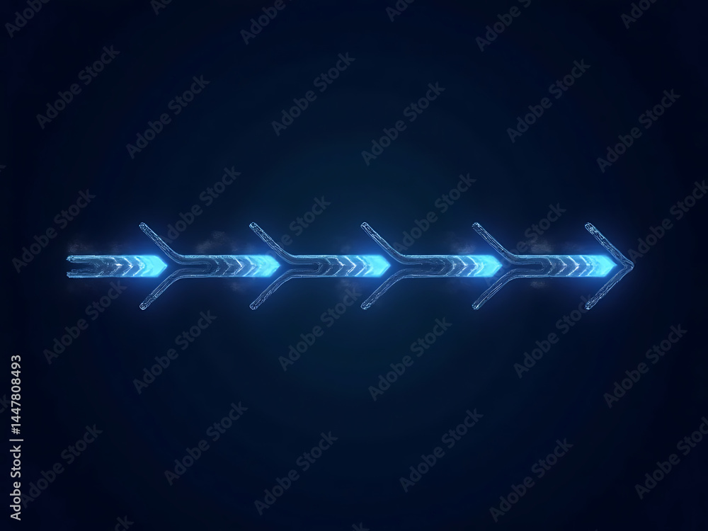 Poster dynamic blue arrow motion graphic animation digital space visual content futuristic design