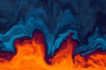 Fototapeta premium Abstract Swirling Orange Blue Texture Background Digital Painting Modern Art Design